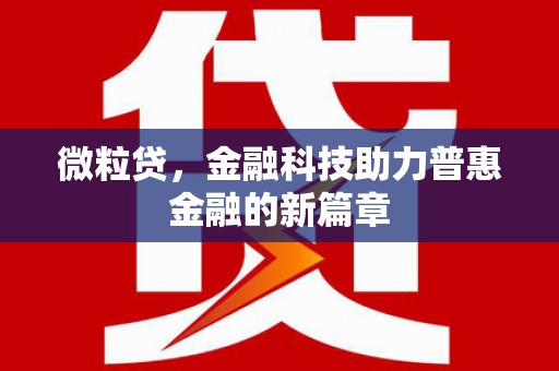 利辛微粒贷，金融科技助力普惠金融的新篇章