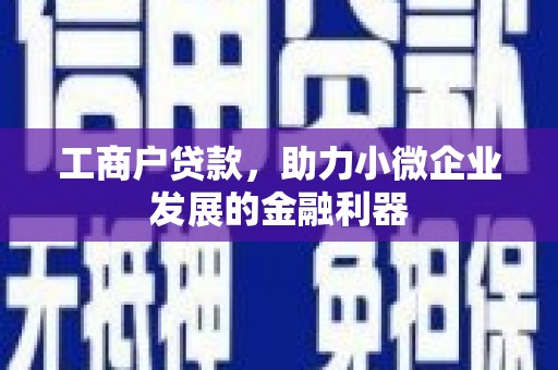 邵武工商户贷款，助力小微企业发展的金融利器