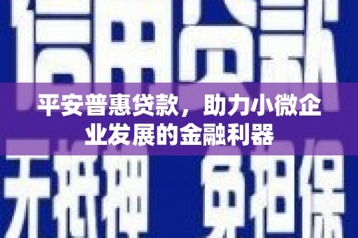 行唐平安普惠贷款，助力小微企业发展的金融利器