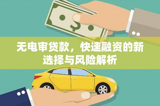 新河无电审贷款，快速融资的新选择与风险解析