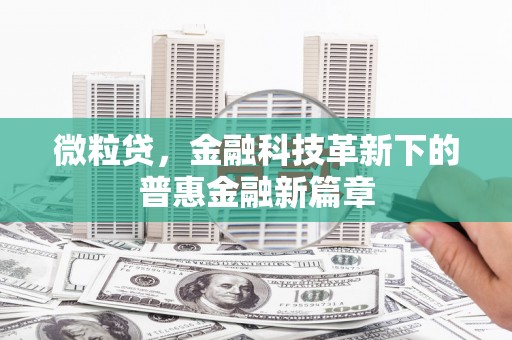 南涧微粒贷，金融科技革新下的普惠金融新篇章